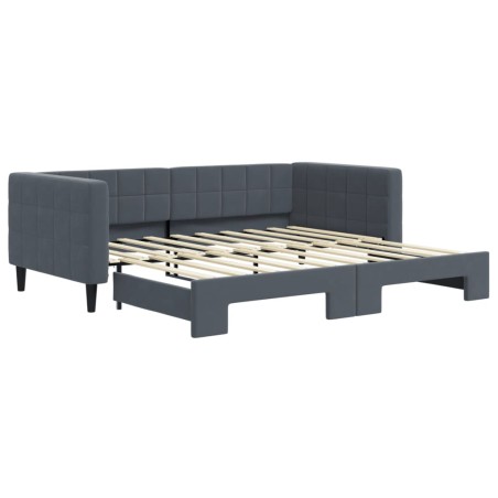 vidaXL Tagesbett Ausziehbar Dunkelgrau 90x190 cm Samt