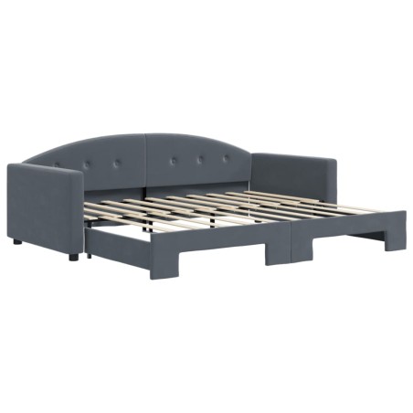 vidaXL Tagesbett Ausziehbar Dunkelgrau 90x190 cm Samt
