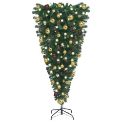 Künstlicher Weihnachtsbaum Kopfüber mit LEDs & Kugeln 150 cm