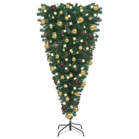 Künstlicher Weihnachtsbaum Kopfüber mit LEDs & Kugeln 150 cm