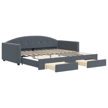 vidaXL Tagesbett Ausziehbar mit Schubladen Dunkelgrau 100x200 cm Samt