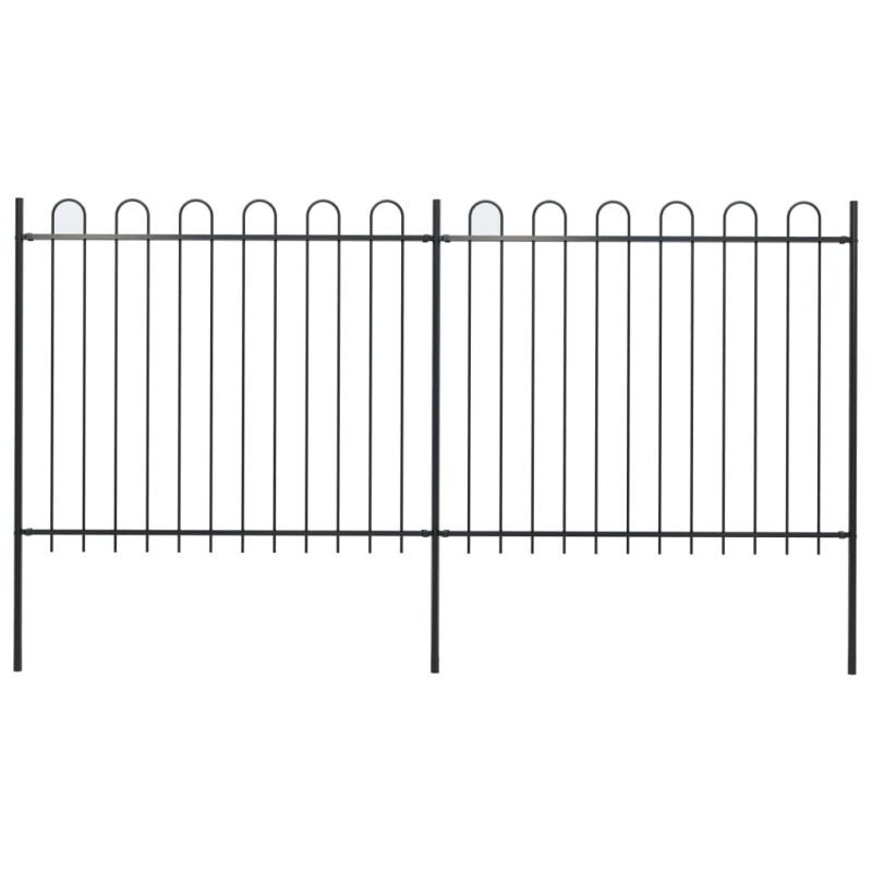 vidaXL Gartenzaun mit Bügel-Design Stahl 3,4 x 1,5 m Schwarz vidaXL Gartenzaun mit Bügel-Design Stahl 3,4 x 1,5 m Schwarz