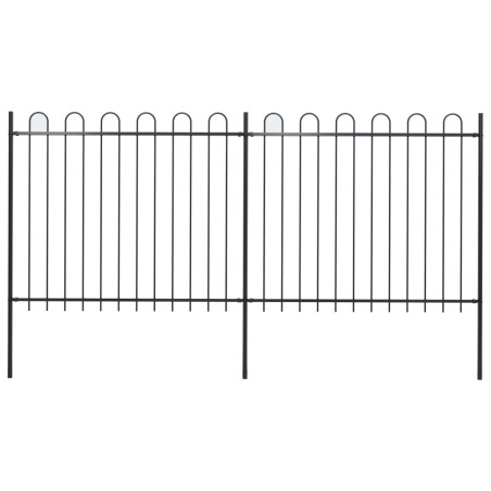 vidaXL Gartenzaun mit Bügel-Design Stahl 3,4 x 1,5 m Schwarz