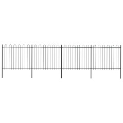 vidaXL Gartenzaun mit Bügel-Design Stahl 6,8 x 1,5 m Schwarz