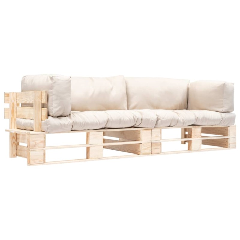 vidaXL 2-tlg. Outdoor-Sofa-Set Paletten Kissen Sandfarben Kiefernholz vidaXL 2-tlg. Outdoor-Sofa-Set Paletten Kissen Sandfarben Kiefernholz