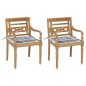 vidaXL Batavia-Stühle 2 Stk. Graue Karomuster-Kissen Teak Massivholz vidaXL Batavia-Stühle 2 Stk. Graue Karomuster-Kissen Teak Massivholz
