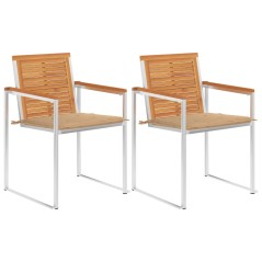 vidaXL Gartenstühle mit Kissen 2 Stk. Massivholz Akazie und Stahl  