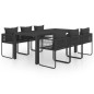 vidaXL 7-tlg. Garten-Essgruppe PVC Rattan Schwarz vidaXL 7-tlg. Garten-Essgruppe PVC Rattan Schwarz