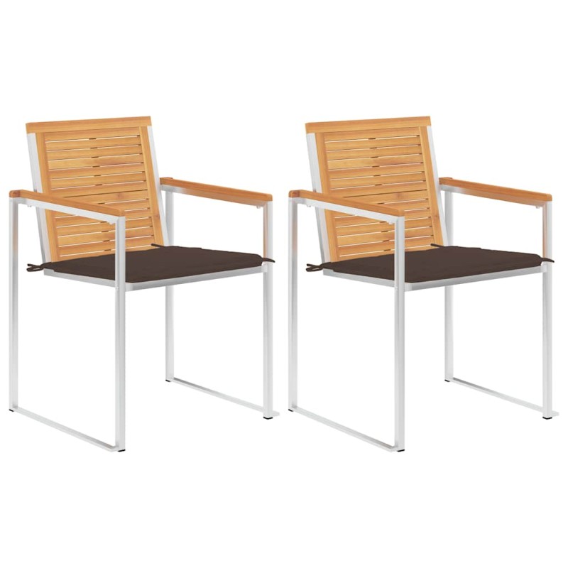 vidaXL Gartenstühle mit Kissen 2 Stk. Massivholz Teak und Stahl vidaXL Gartenstühle mit Kissen 2 Stk. Massivholz Teak und Stahl