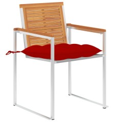 vidaXL Gartenstühle mit Kissen 2 Stk. Massivholz Akazie und Stahl  