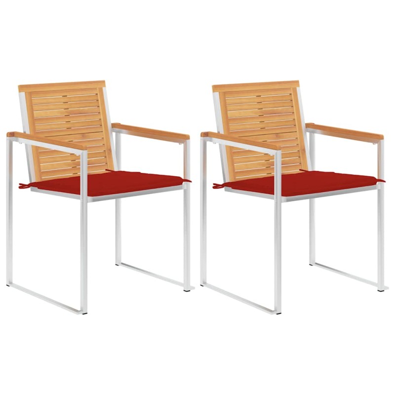 vidaXL Gartenstühle mit Kissen 2 Stk. Massivholz Teak und Stahl vidaXL Gartenstühle mit Kissen 2 Stk. Massivholz Teak und Stahl