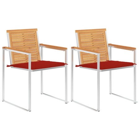 vidaXL Gartenstühle mit Kissen 2 Stk. Massivholz Teak und Stahl