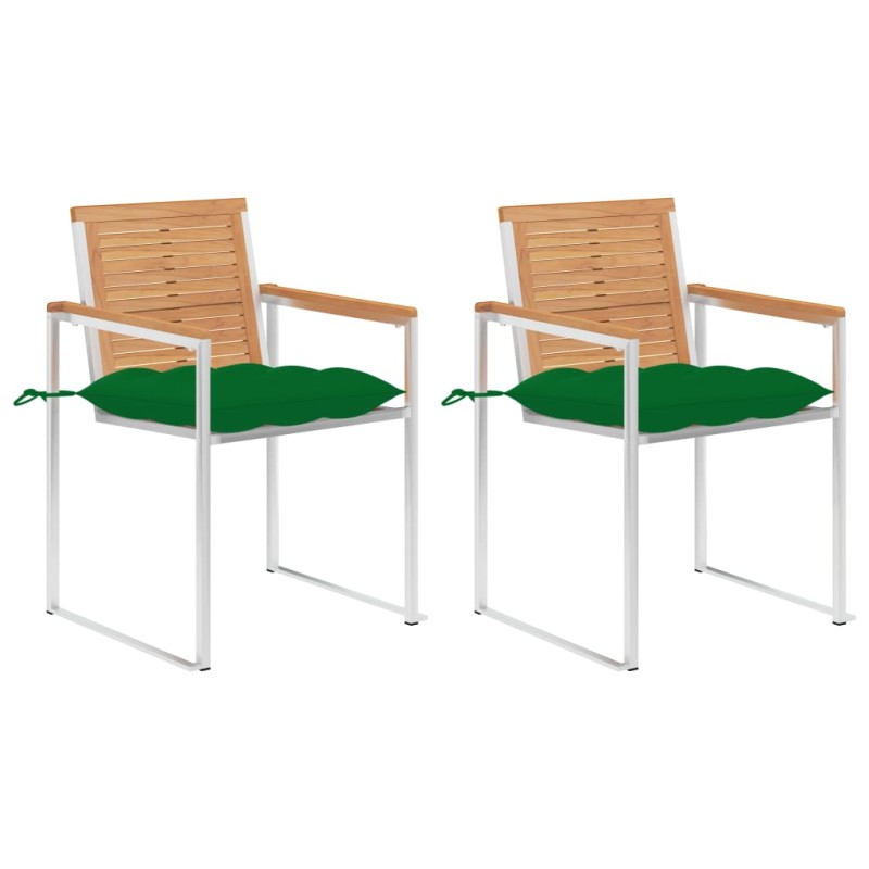 vidaXL Gartenstühle mit Kissen 2 Stk. Massivholz Teak und Stahl vidaXL Gartenstühle mit Kissen 2 Stk. Massivholz Teak und Stahl