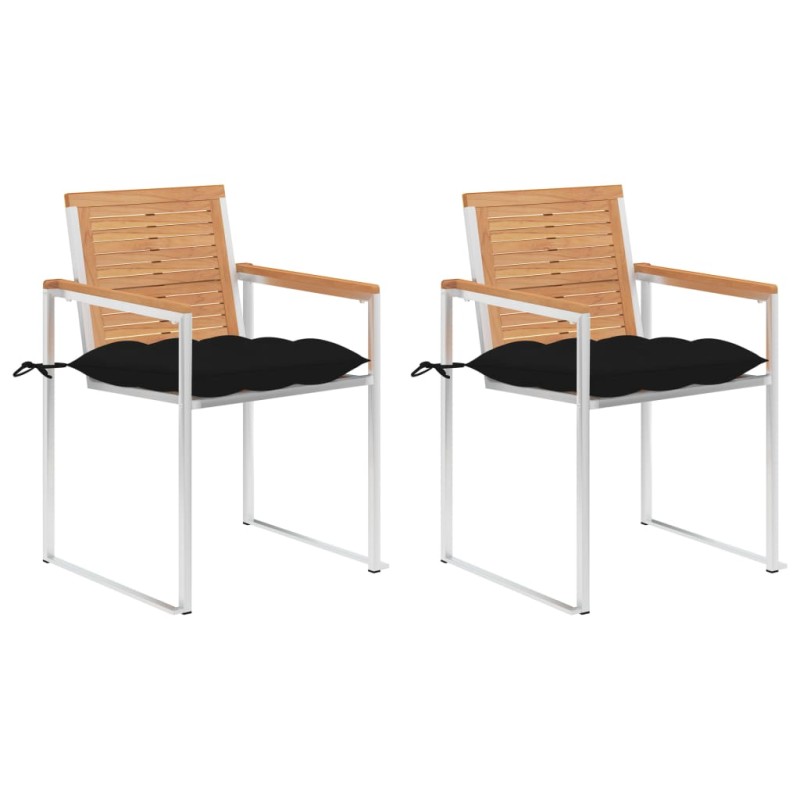 vidaXL Gartenstühle mit Kissen 2 Stk. Massivholz Teak und Stahl vidaXL Gartenstühle mit Kissen 2 Stk. Massivholz Teak und Stahl