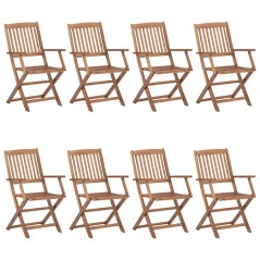 vidaXL Klappbare Gartenstühle 8 Stk. mit Kissen Massivholz Akazie