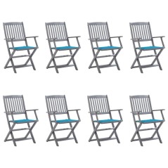 vidaXL Klappbare Gartenstühle 8 Stk. mit Kissen Massivholz Akazie