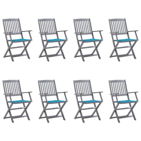 vidaXL Klappbare Gartenstühle 8 Stk. mit Kissen Massivholz Akazie