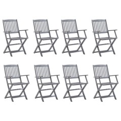 vidaXL Klappbare Gartenstühle 8 Stk. mit Kissen Massivholz Akazie