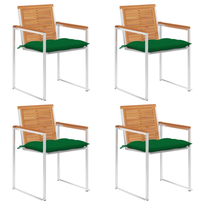 vidaXL Gartenstühle 4 Stk. mit Kissen Massivholz Akazie vidaXL Gartenstühle 4 Stk. mit Kissen Massivholz Akazie