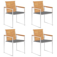 vidaXL 4 Stk. Gartenstühle mit Kissen Massivholz Teak