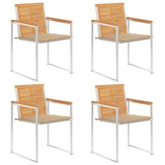 vidaXL Gartenstühle 4 Stk. mit Kissen Massivholz Teak