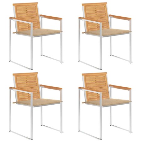 vidaXL Gartenstühle 4 Stk. mit Kissen Massivholz Teak