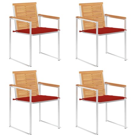 vidaXL Gartenstühle 4 Stk. mit Kissen Massivholz Teak