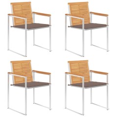 vidaXL Gartenstühle 4 Stk. mit Kissen Massivholz Teak