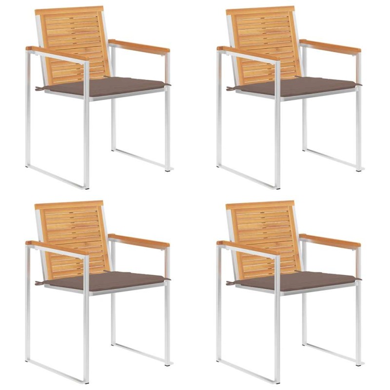 vidaXL Gartenstühle 4 Stk. mit Kissen Massivholz Teak vidaXL Gartenstühle 4 Stk. mit Kissen Massivholz Teak