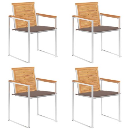 vidaXL Gartenstühle 4 Stk. mit Kissen Massivholz Teak