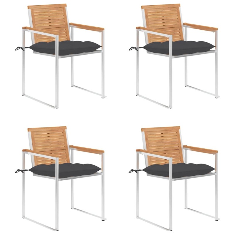 vidaXL Gartenstühle 4 Stk. mit Kissen Massivholz Teak vidaXL Gartenstühle 4 Stk. mit Kissen Massivholz Teak