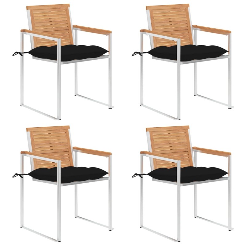 vidaXL Gartenstühle 4 Stk. mit Kissen Massivholz Teak vidaXL Gartenstühle 4 Stk. mit Kissen Massivholz Teak