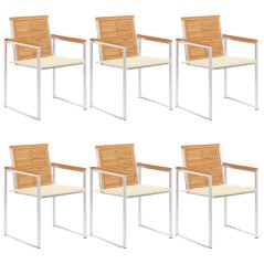 vidaXL 6 Stk. Gartenstühle mit Kissen Massivholz Teak