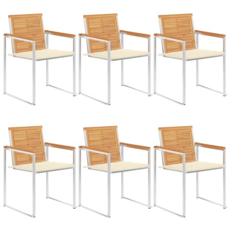 vidaXL 6 Stk. Gartenstühle mit Kissen Massivholz Teak