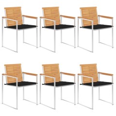 vidaXL Gartenstühle 6 Stk. mit Kissen Massivholz Teak