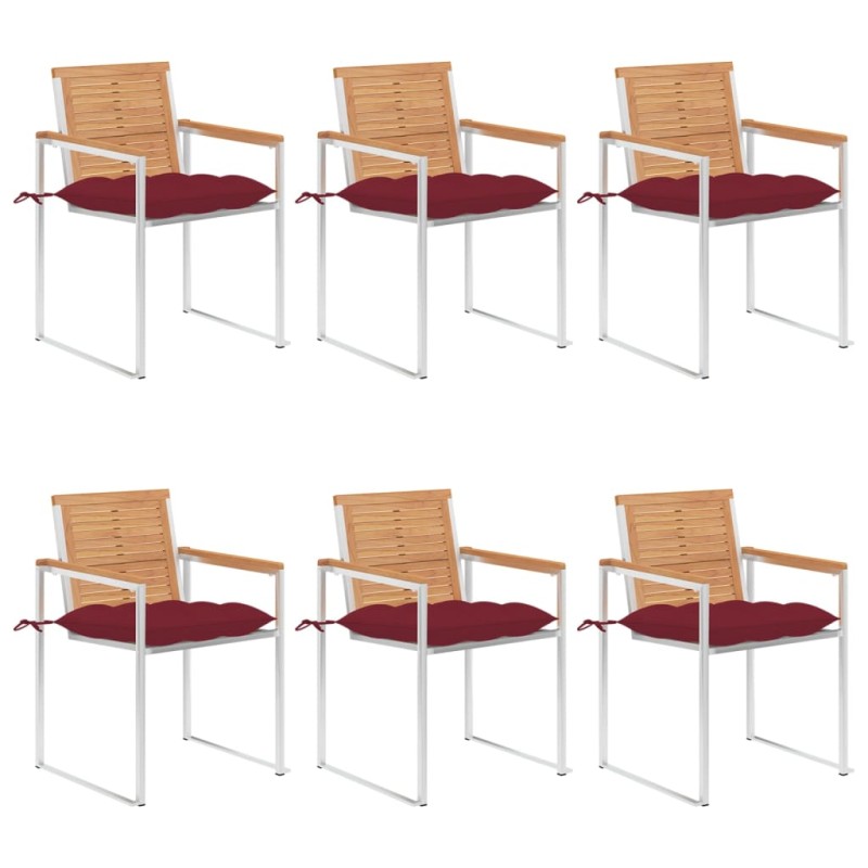 vidaXL Gartenstühle 6 Stk. mit Kissen Massivholz Teak vidaXL Gartenstühle 6 Stk. mit Kissen Massivholz Teak