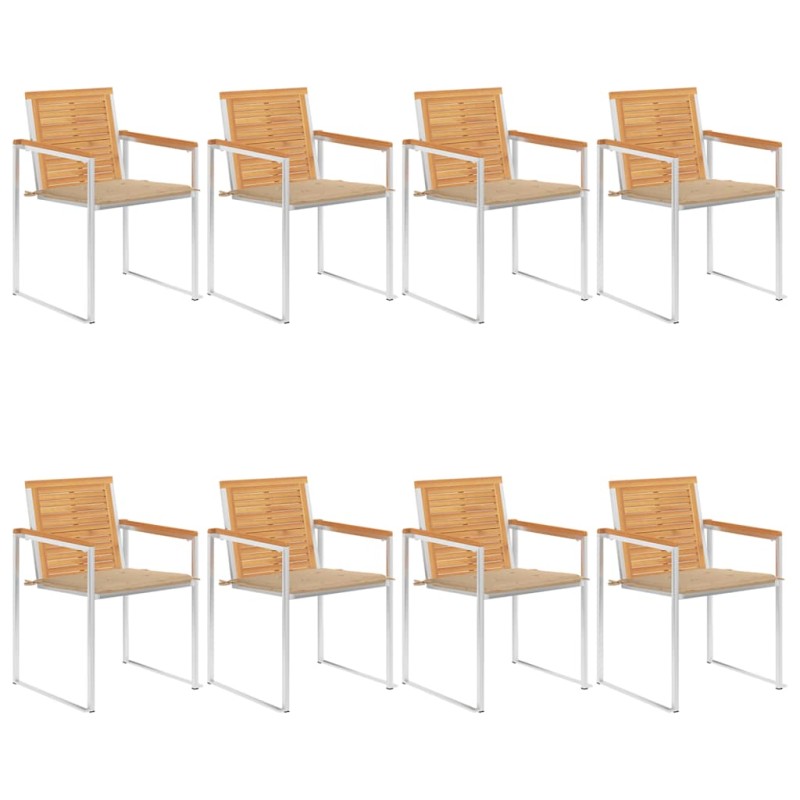 vidaXL Gartenstühle 8 Stk. mit Kissen Massivholz Teak vidaXL Gartenstühle 8 Stk. mit Kissen Massivholz Teak