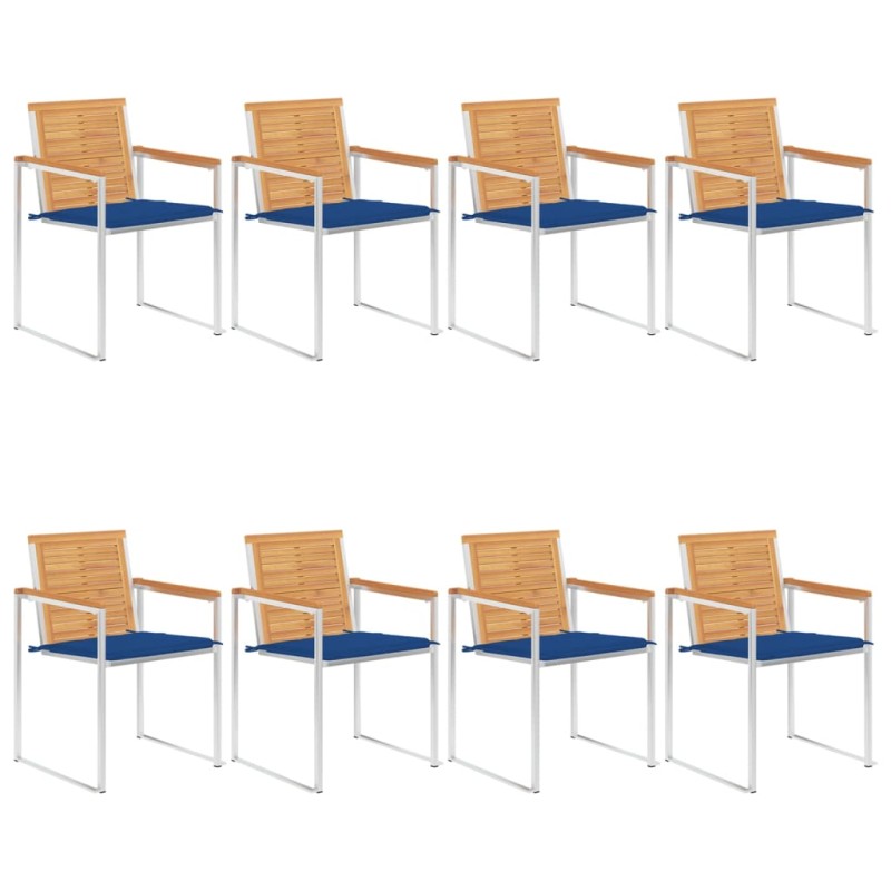 vidaXL Gartenstühle 8 Stk. mit Kissen Massivholz Teak vidaXL Gartenstühle 8 Stk. mit Kissen Massivholz Teak