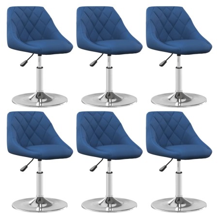 vidaXL Esszimmerstühle 6 Stk. Drehbar Blau Samt