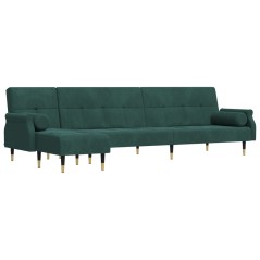 vidaXL Schlafsofa in L-Form Dunkelgrün 271x140x70 cm Samt
