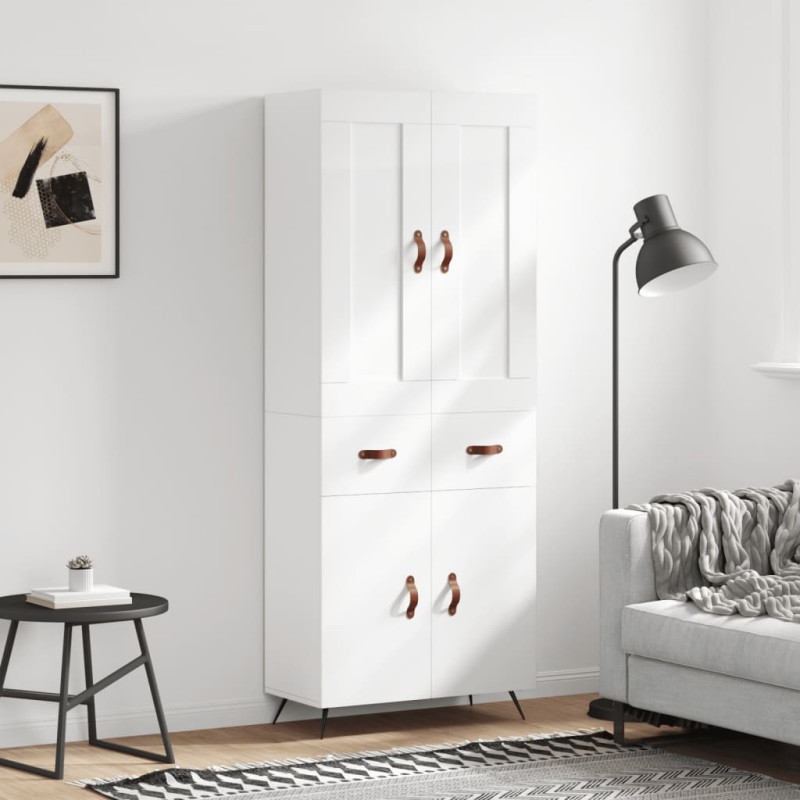 vidaXL Highboard Hochglanz-Weiß 69,5x34x180 cm Holzwerkstoff vidaXL Highboard Hochglanz-Weiß 69,5x34x180 cm Holzwerkstoff