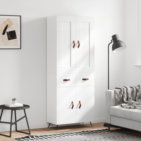 vidaXL Highboard Hochglanz-Weiß 69,5x34x180 cm Holzwerkstoff