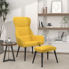 vidaXL Relaxsessel mit Hocker Senfgelb Stoff