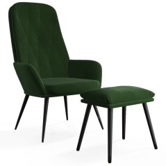 vidaXL Relaxsessel mit Hocker Dunkelgrün Samt