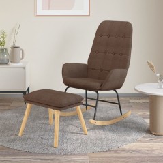 vidaXL Schaukelstuhl mit Fußhocker Taupe Stoff
