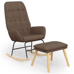 vidaXL Schaukelstuhl mit Fußhocker Taupe Stoff