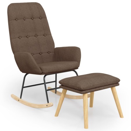 vidaXL Schaukelstuhl mit Fußhocker Taupe Stoff