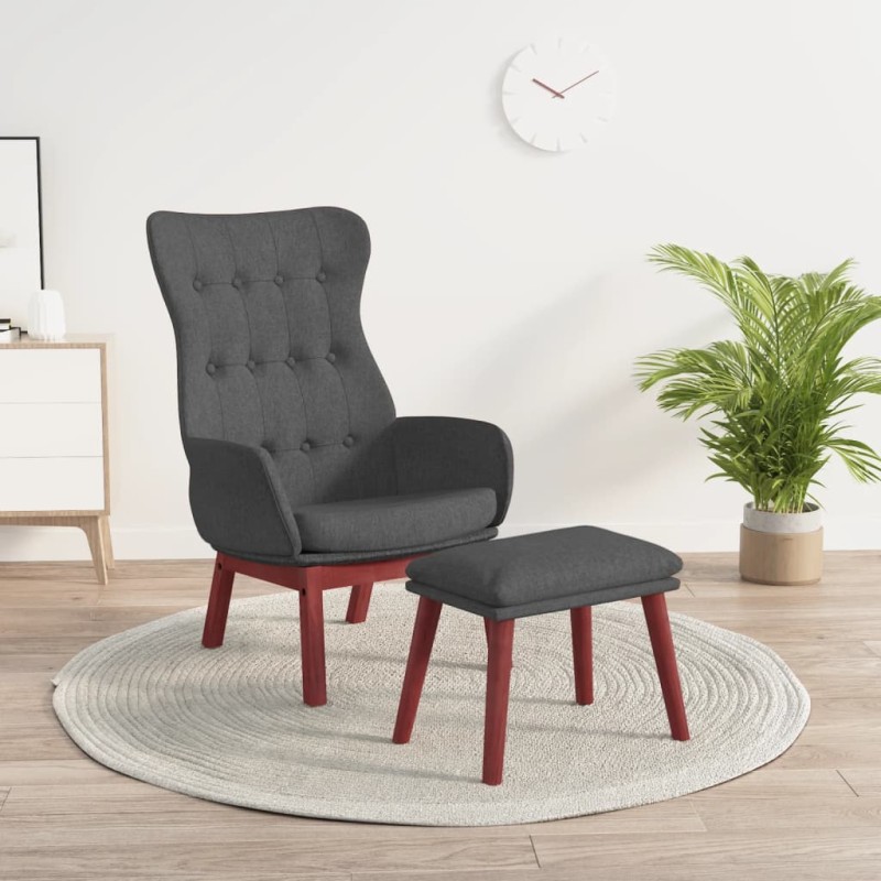 vidaXL Relaxsessel mit Hocker Dunkelgrau Stoff vidaXL Relaxsessel mit Hocker Dunkelgrau Stoff