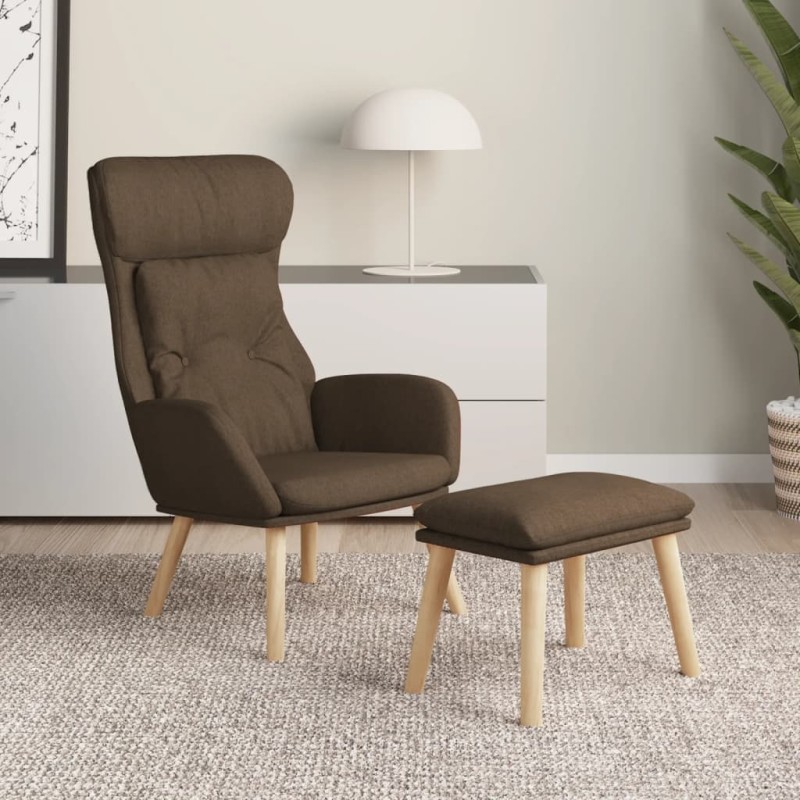 vidaXL Relaxsessel mit Hocker Braun Stoff vidaXL Relaxsessel mit Hocker Braun Stoff