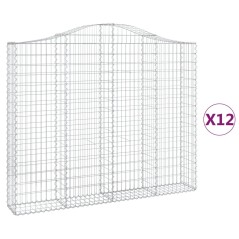 vidaXL Gabionen mit Hochbogen 12 Stk 200x30x160/180cm Verzinktes Eisen